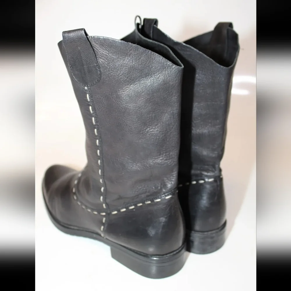 Dresselman Womens 39 9 Black Leather Top Stitched Western Cowboy Boots ♥️😍 - Picture 7 of 10